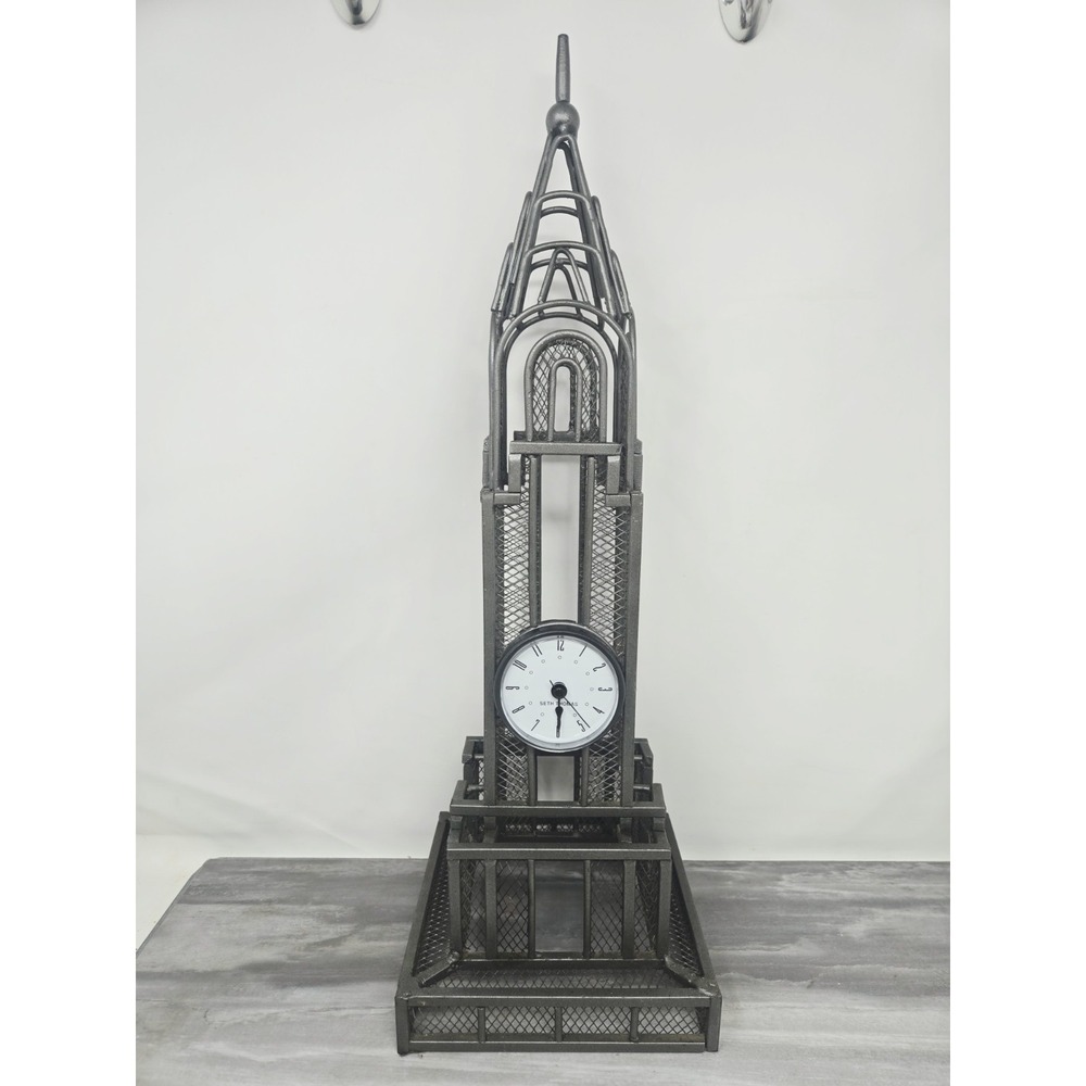 Rare Vintage Seth Thomas Chrysler Building Clock Mesh Metal Welded Architecture